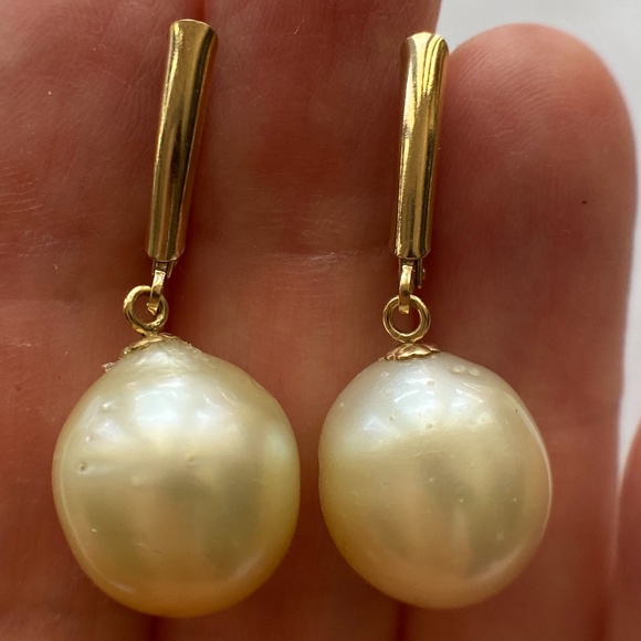 13mm REAL Golden South Sea Pearl 14K Gold Filled - Picture 4 of 9